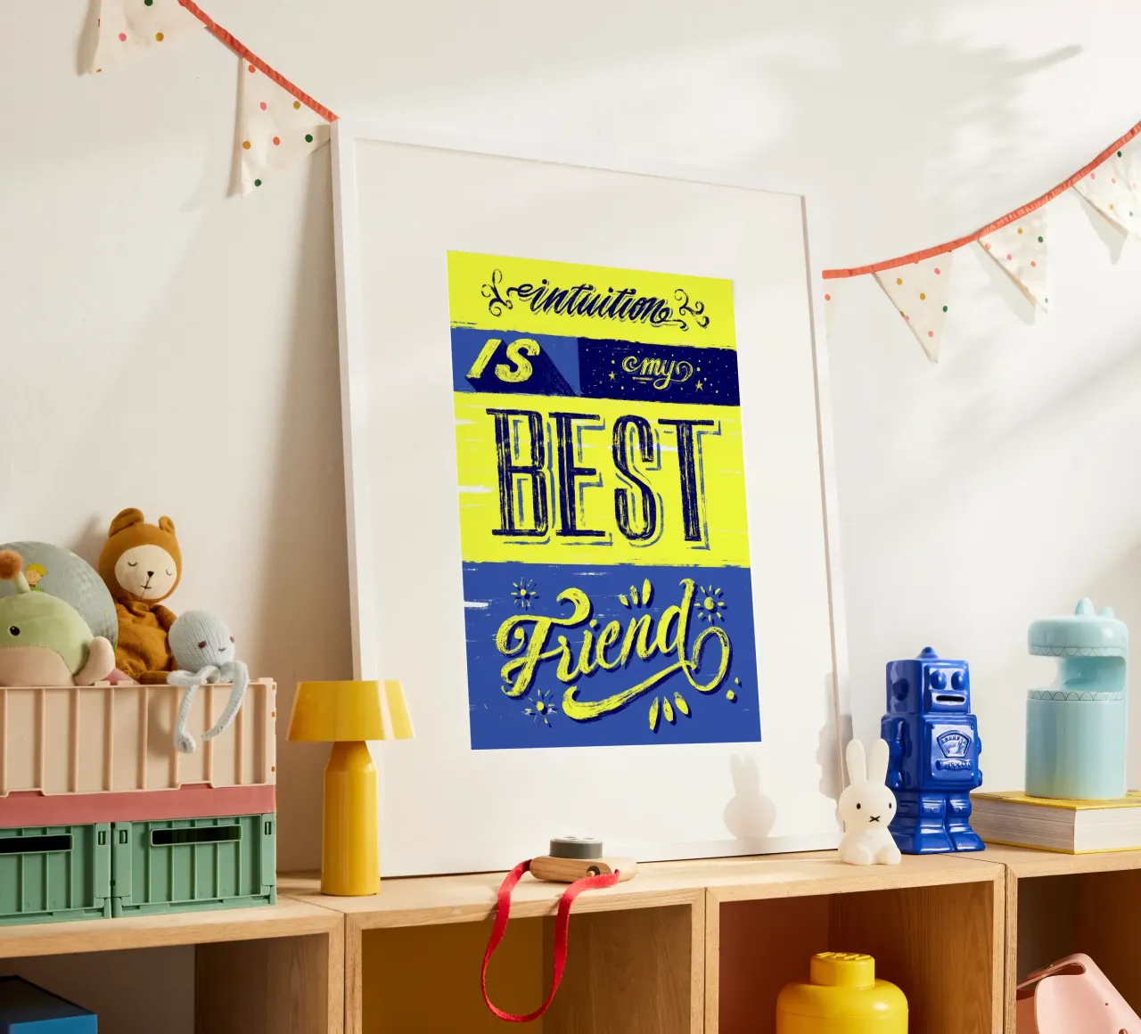 Intuition is my best friend poster con telaio in alluminio da Glettering