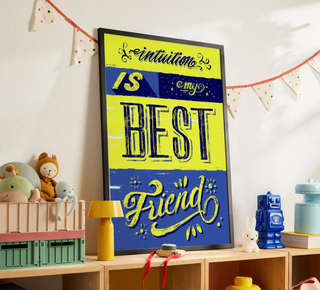 Intuition is my best friend poster con telaio in alluminio da Glettering