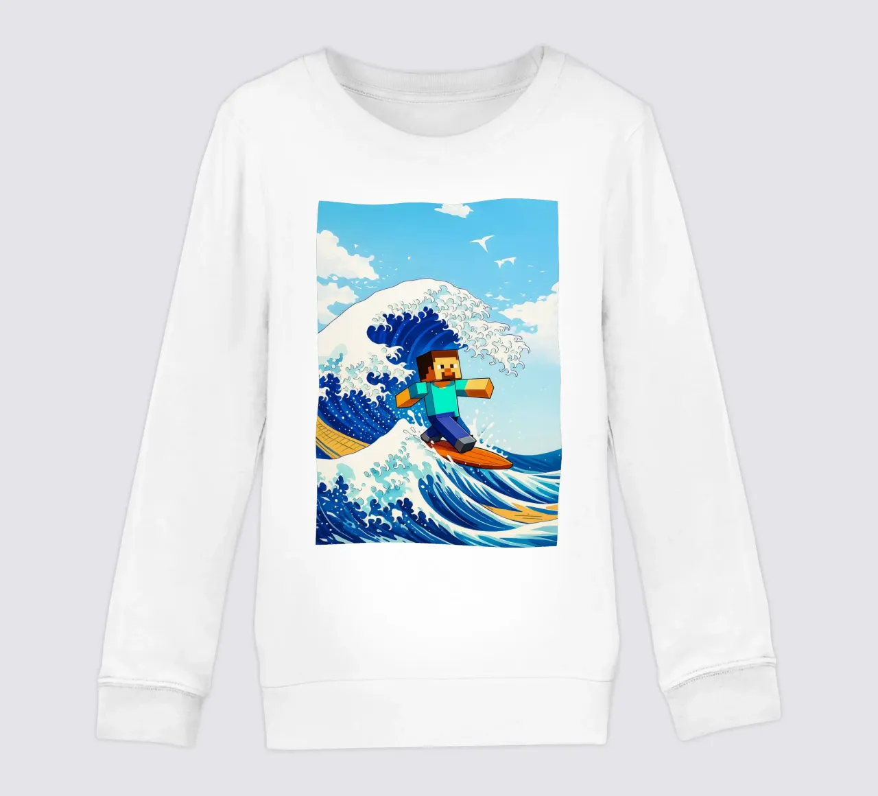 Minecraft Steve On Japan Wave felpa bambino da FreeArtStudio