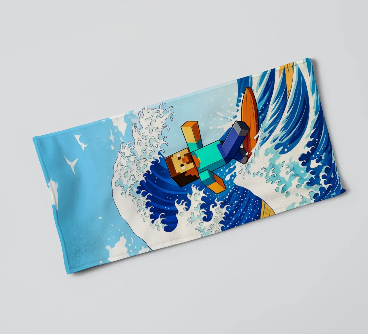 Minecraft Steve On Japan Wave asciugamano da bagno da FreeArtStudio