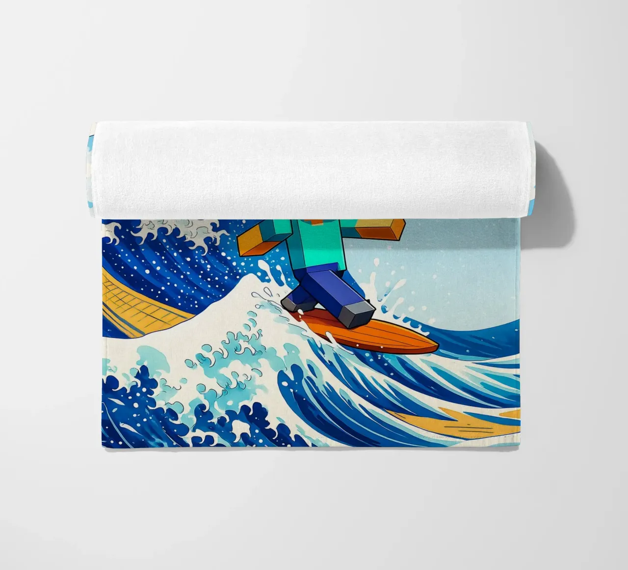 Minecraft Steve On Japan Wave telo mare da FreeArtStudio