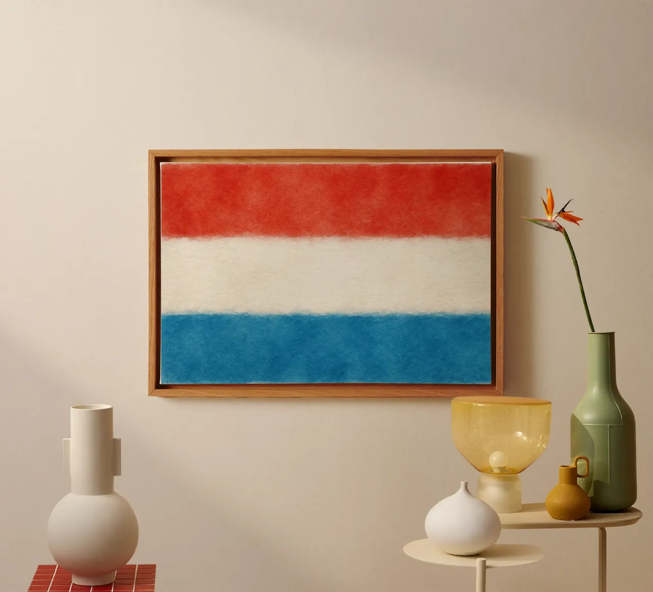Pittura della bandiera del Lussemburgo tela con Cornice a cassetta da Kania
