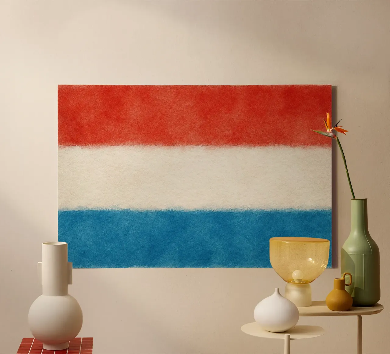 Pittura della bandiera del Lussemburgo tela con Cornice a cassetta da Kania