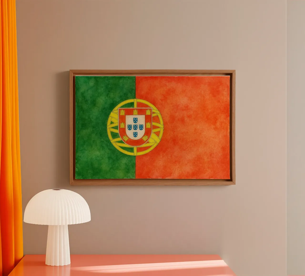 Portugal Vlag Schilderen canvas met Baklijst van Kania