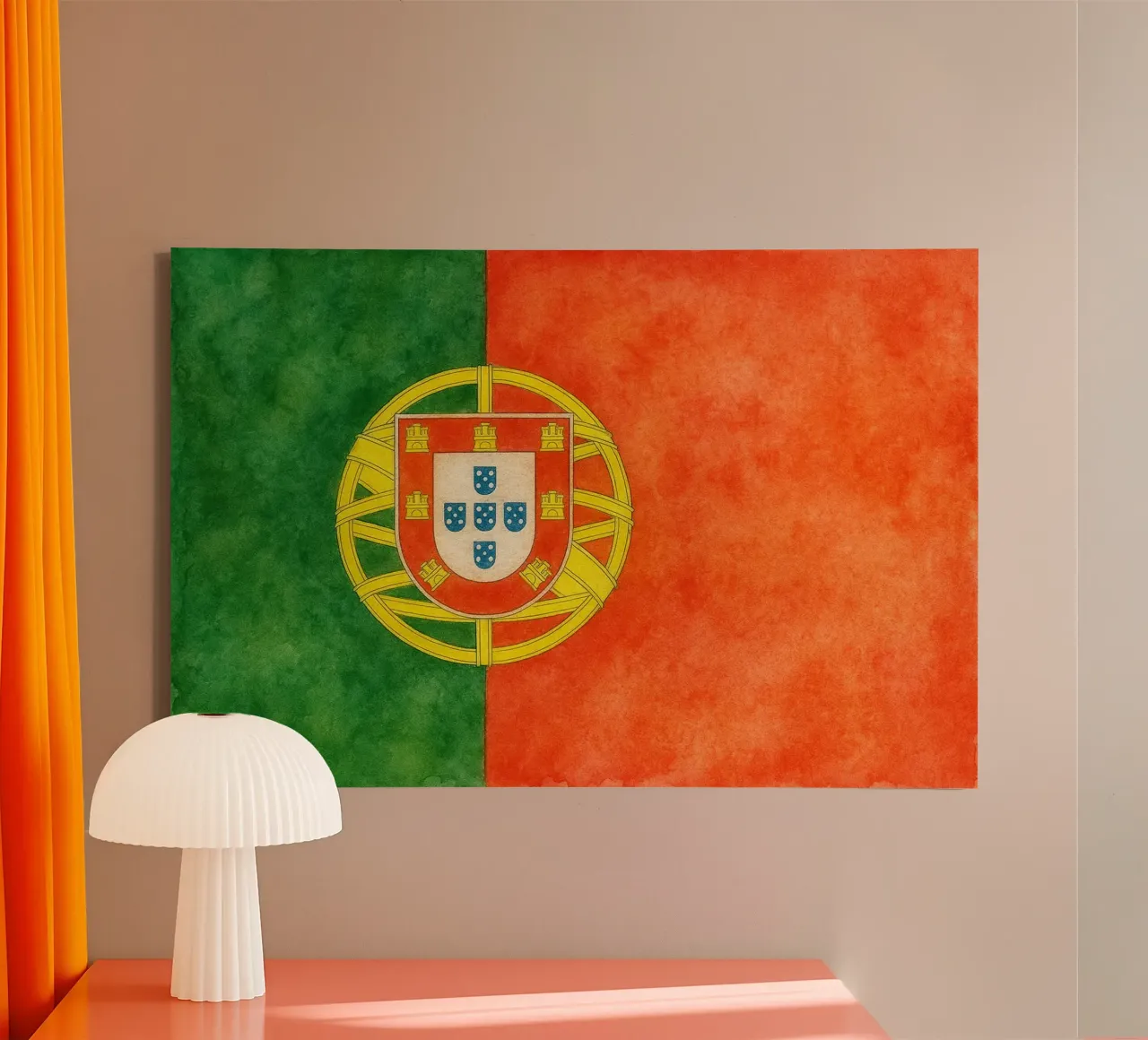 Portugal Vlag Schilderen canvas met Baklijst van Kania