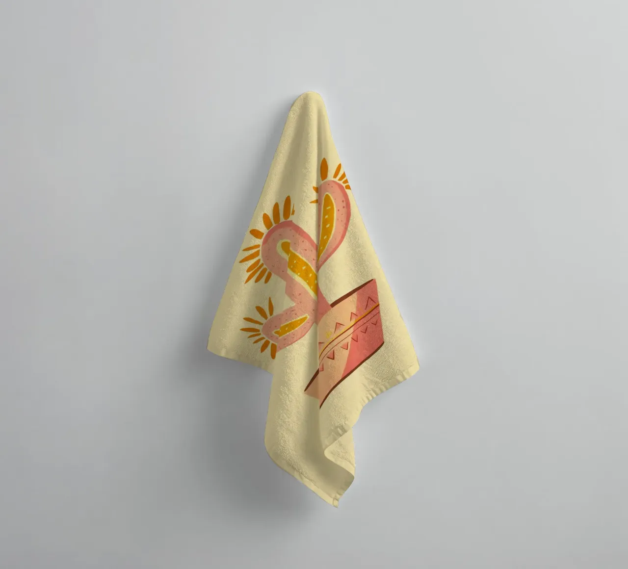 Zuidwest Boho Vibes Cactus badhanddoek van Andrea Haase Modern Home