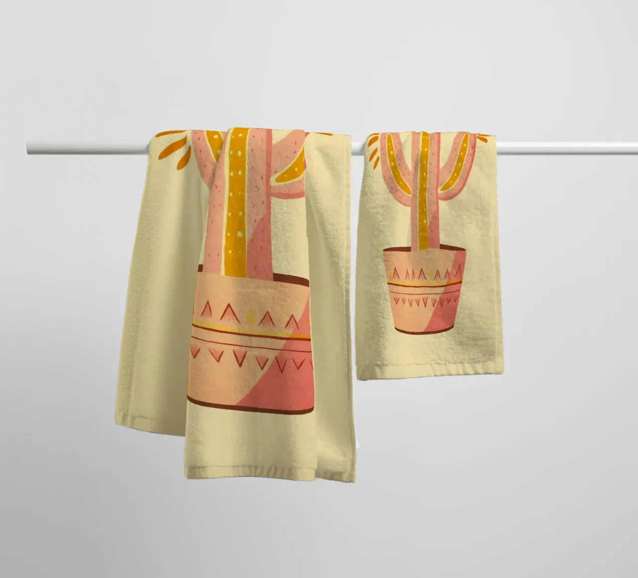 Zuidwest Boho Vibes Cactus badhanddoek van Andrea Haase Modern Home