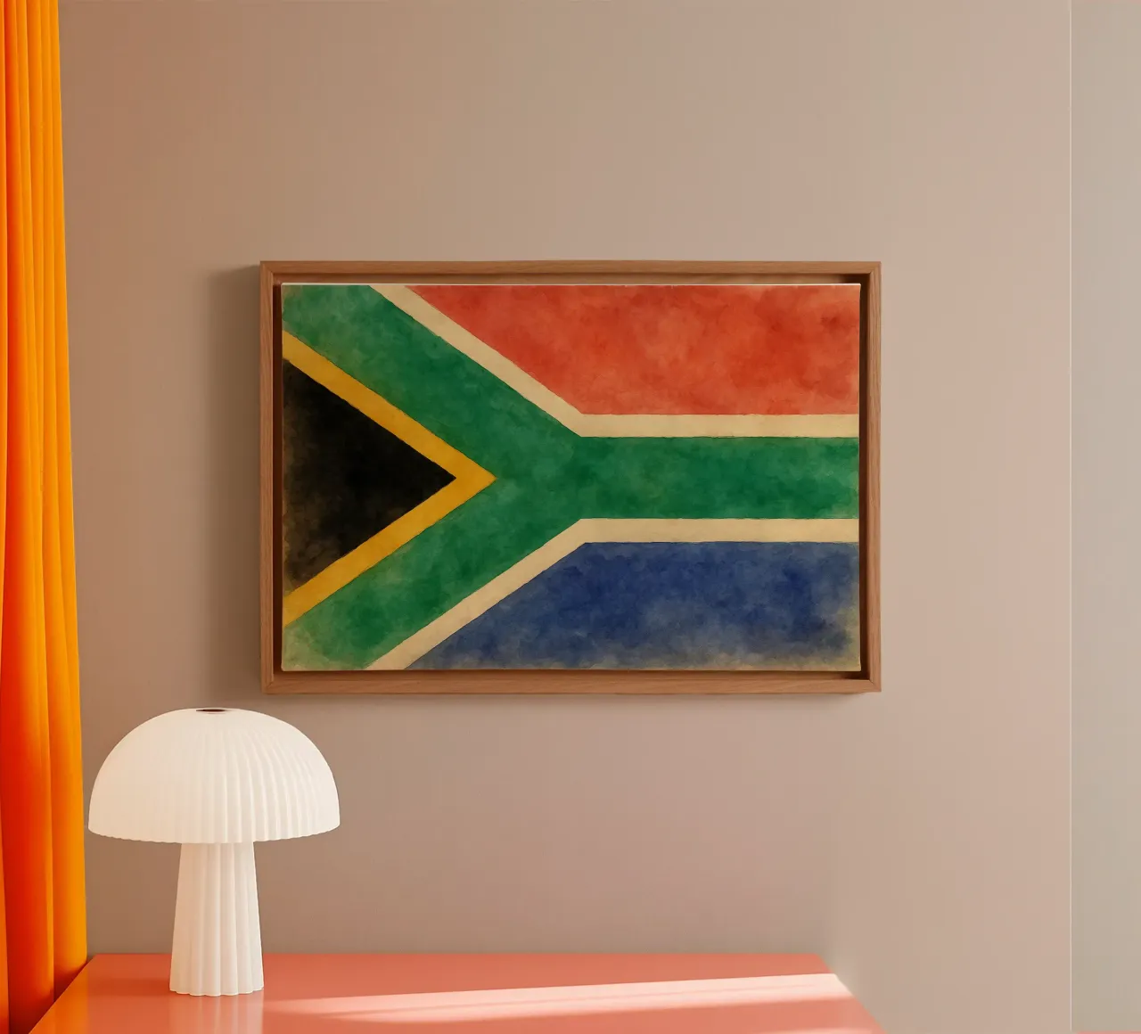 Zuid-Afrika Vlag Schilderen canvas met Baklijst van Kania