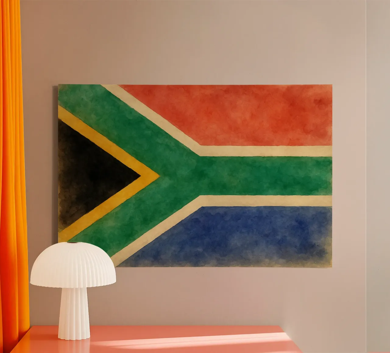 Zuid-Afrika Vlag Schilderen canvas met Baklijst van Kania