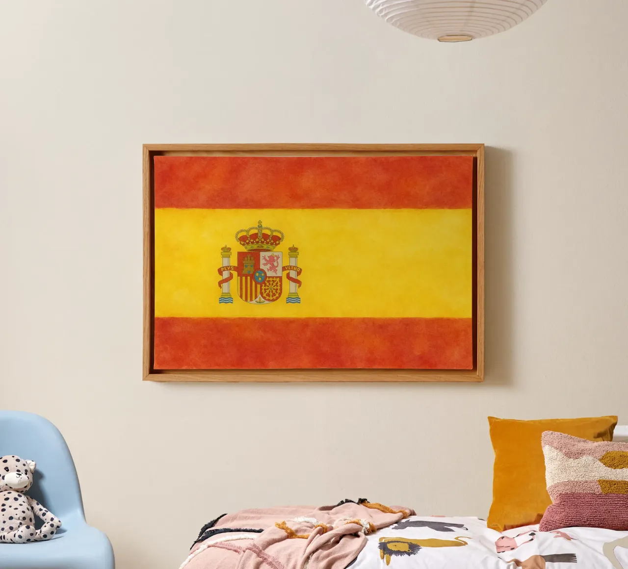 Spanje Vlag Schilderen canvas met Baklijst van Kania