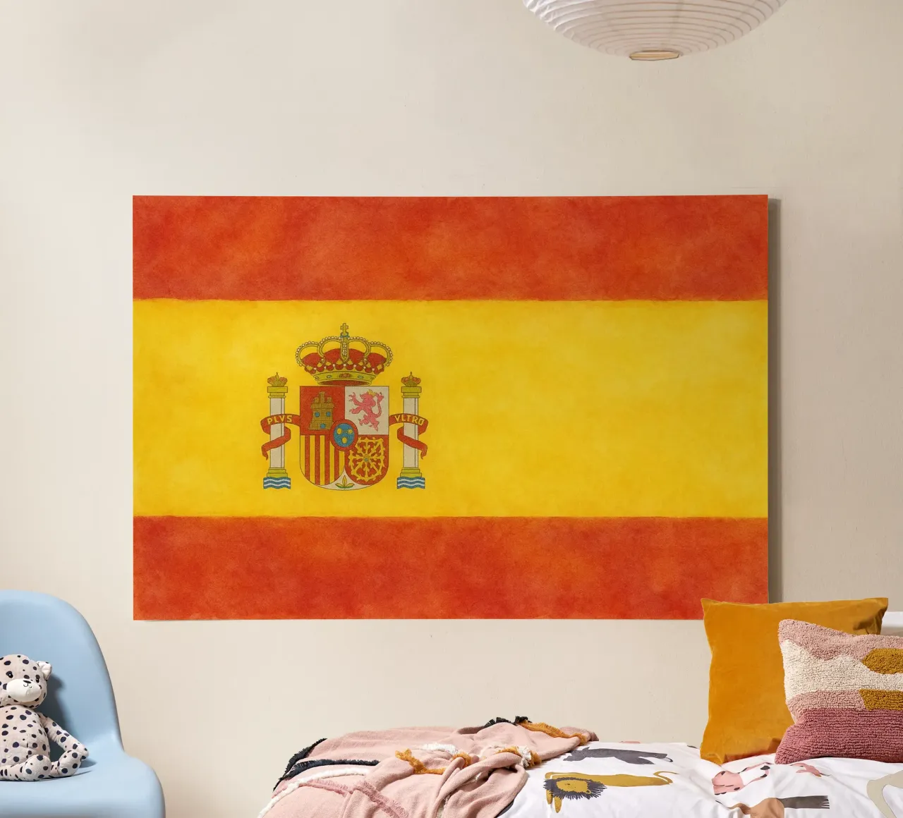 Spanje Vlag Schilderen canvas met Baklijst van Kania