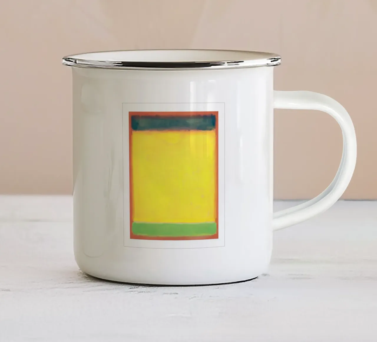 Sans titre (bleu, jaune, vert sur rouge) 1954 par Mark Rothko mug en émail de Spencer Farrell2