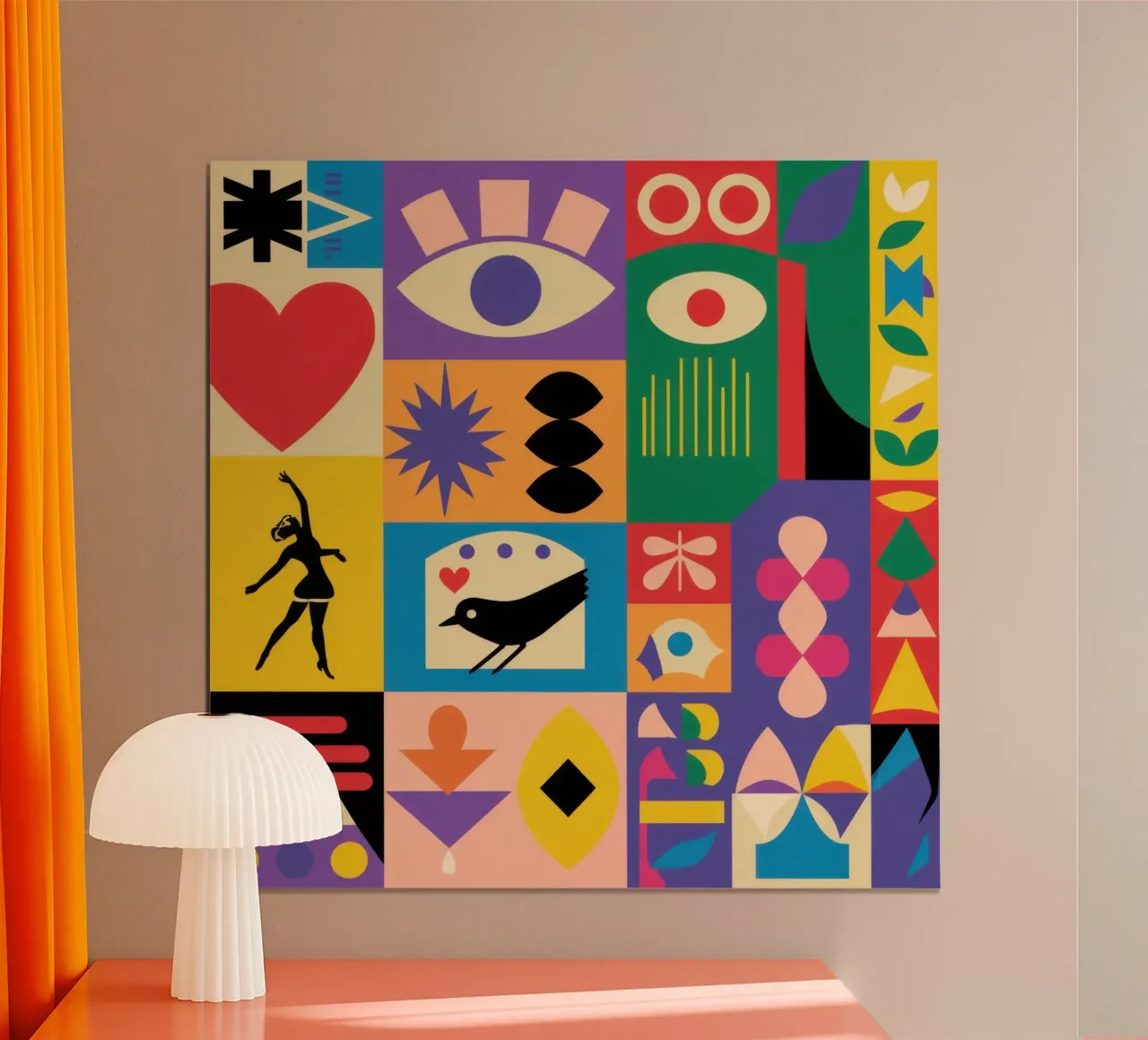 Simboli mistici del Totem poster con telaio in plastica da Dream Gesso
