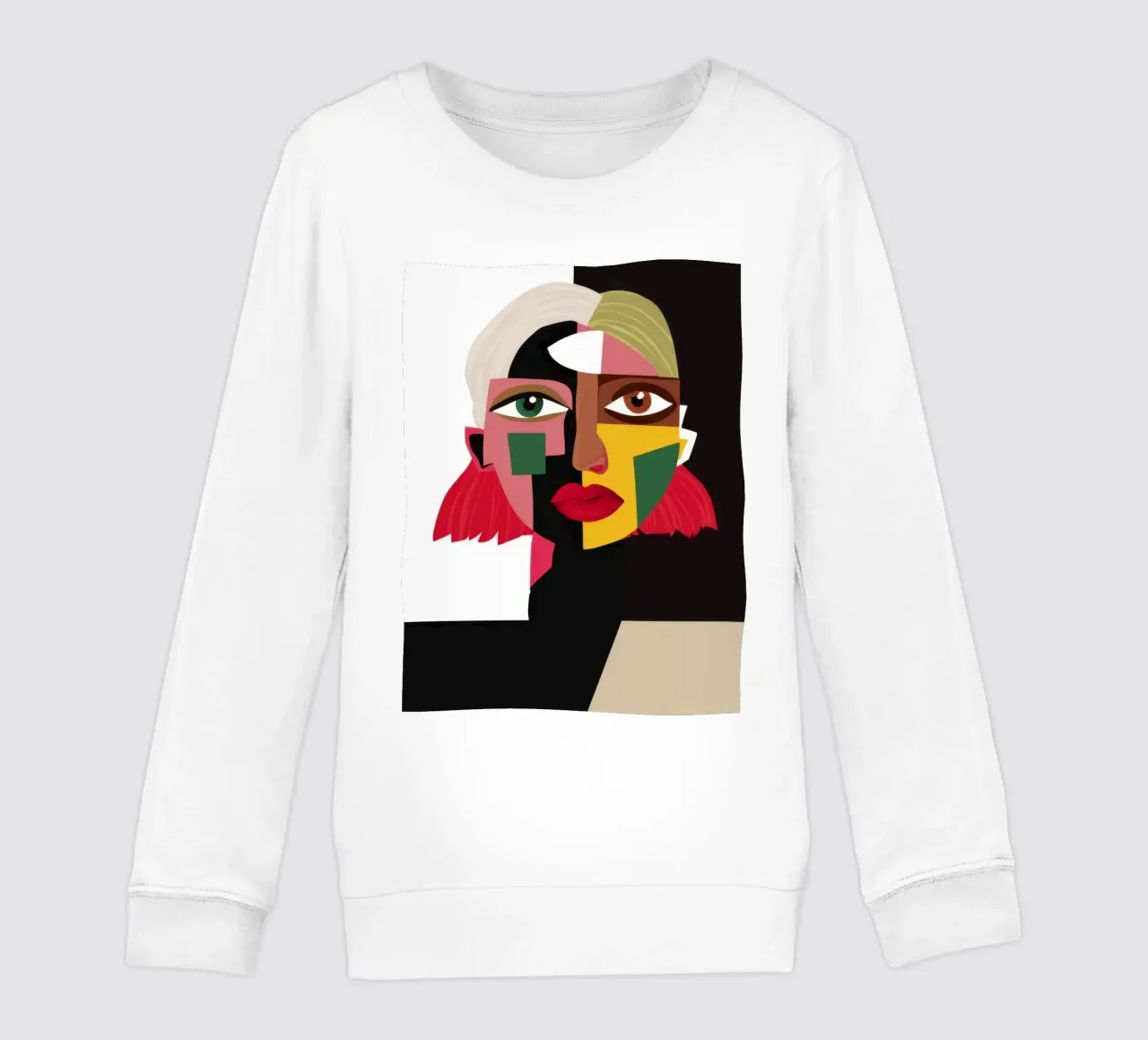 Cubist Face in Shadow kids sweatshirt by Ink Pulse