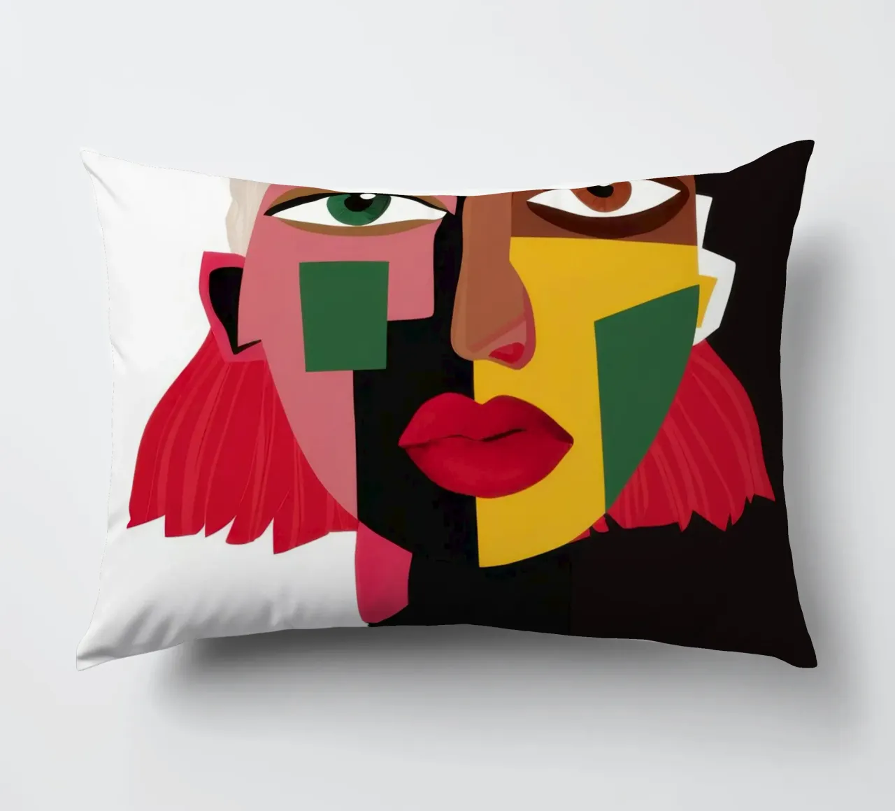Cubist Face in Shadow decorative cushion by Ink Pulse