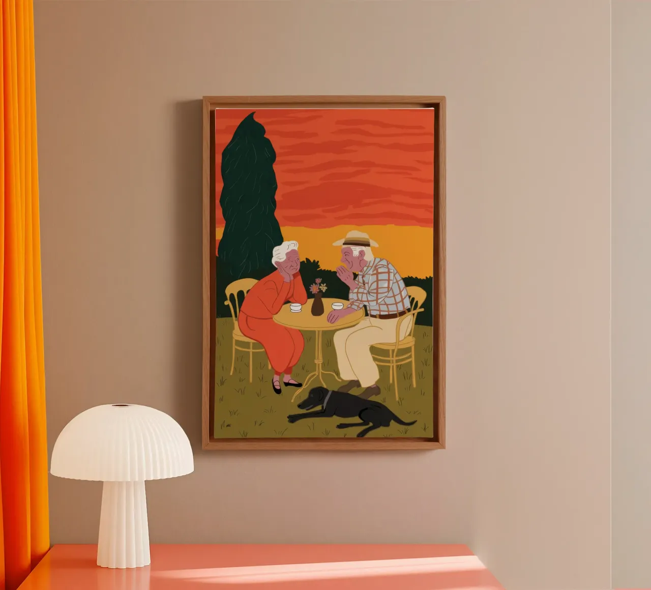 Toast op gouden jaren canvas met Baklijst van Mythy Brush