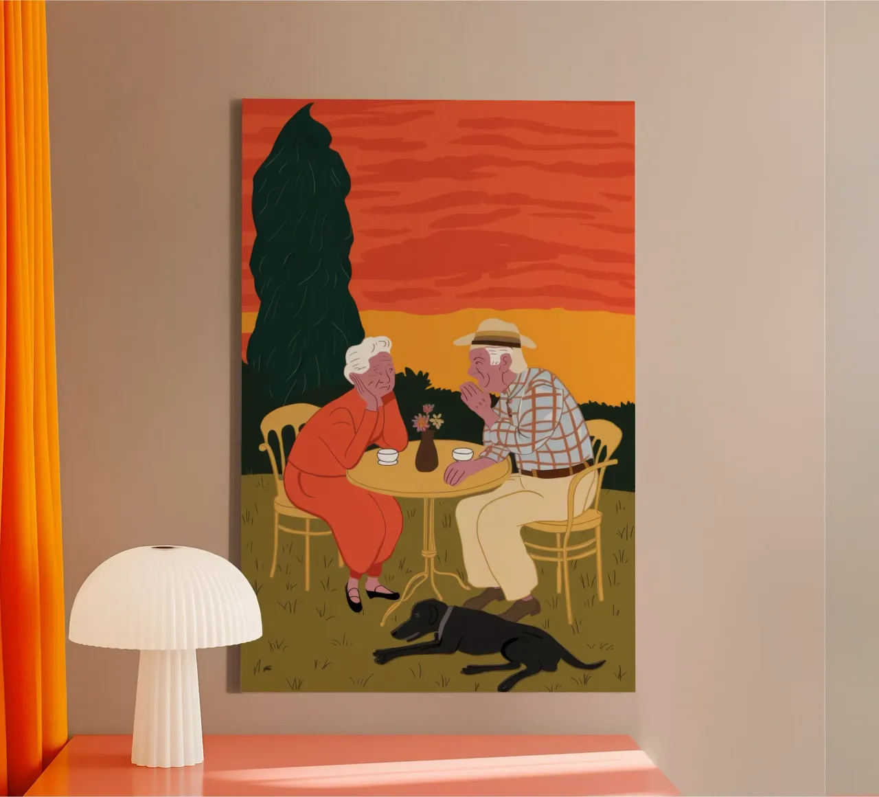 Toast op gouden jaren canvas met Baklijst van Mythy Brush