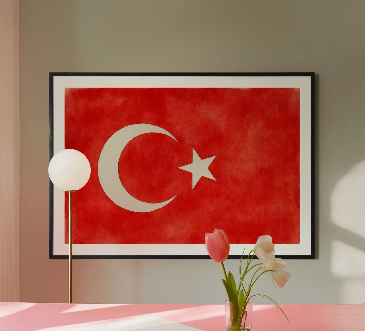 Pittura della bandiera della Turchia poster con telaio in plastica da Kania