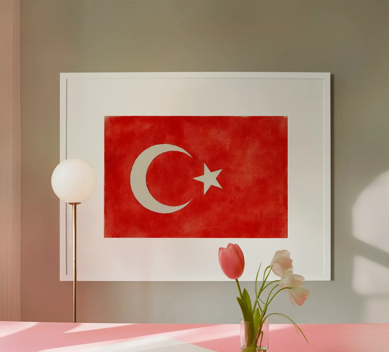 Pittura della bandiera della Turchia poster con telaio in plastica da Kania
