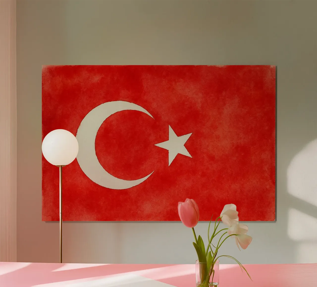 Pittura della bandiera della Turchia poster con telaio in plastica da Kania
