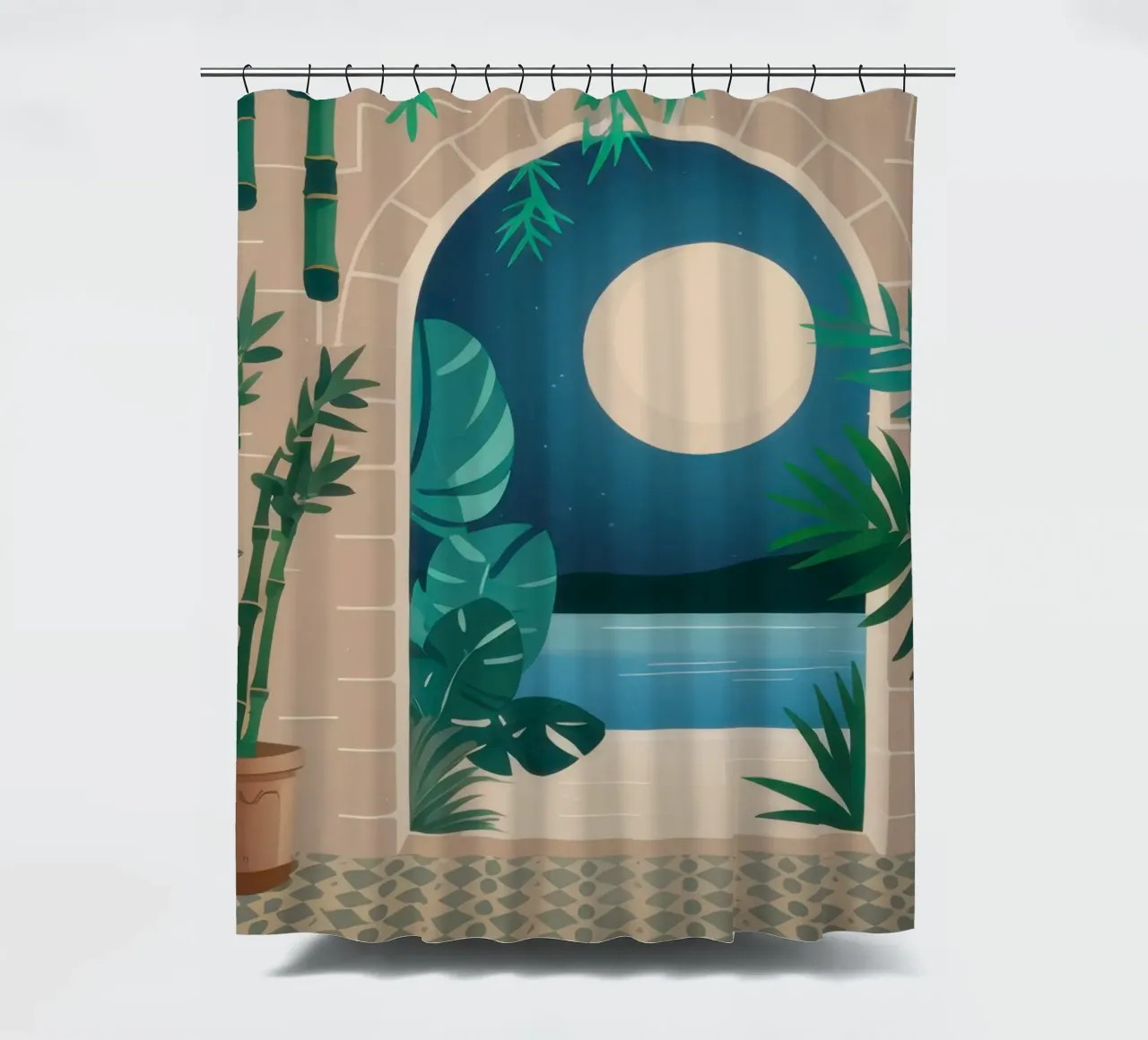 Archway to Midnight Sea shower curtain by Dream Gesso