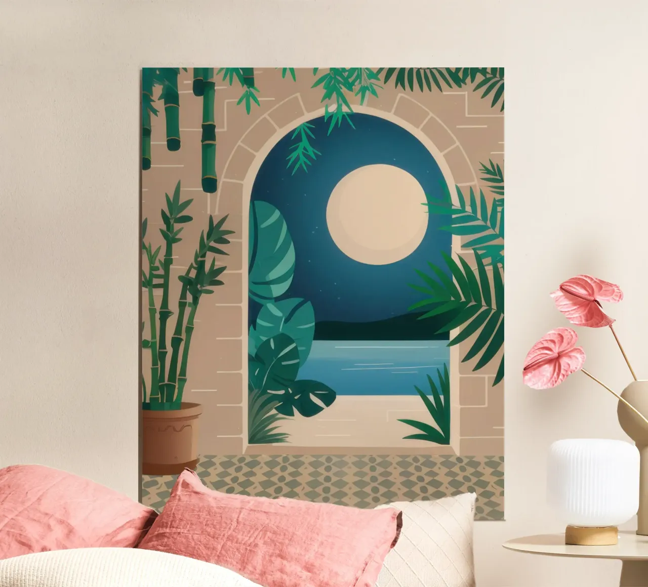Il mare di mezzanotte poster con telaio in legno da Dream Gesso