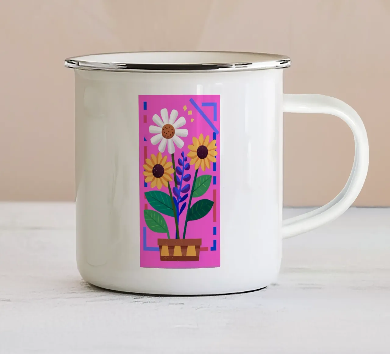 Girasole in vaso tazza in smalto da Flock Reverie