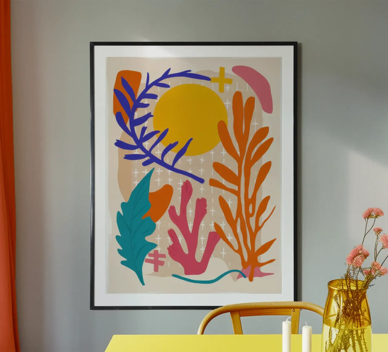 Flare solari Flora poster con telaio in alluminio da Mythy Brush