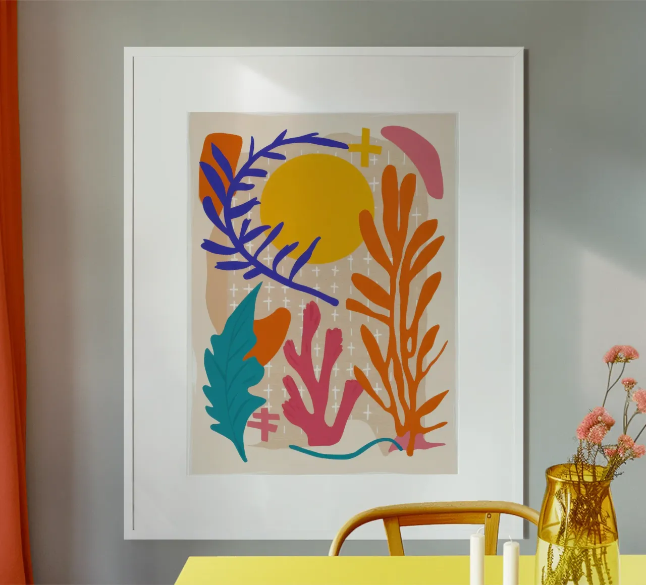 Flare solari Flora poster con telaio in alluminio da Mythy Brush