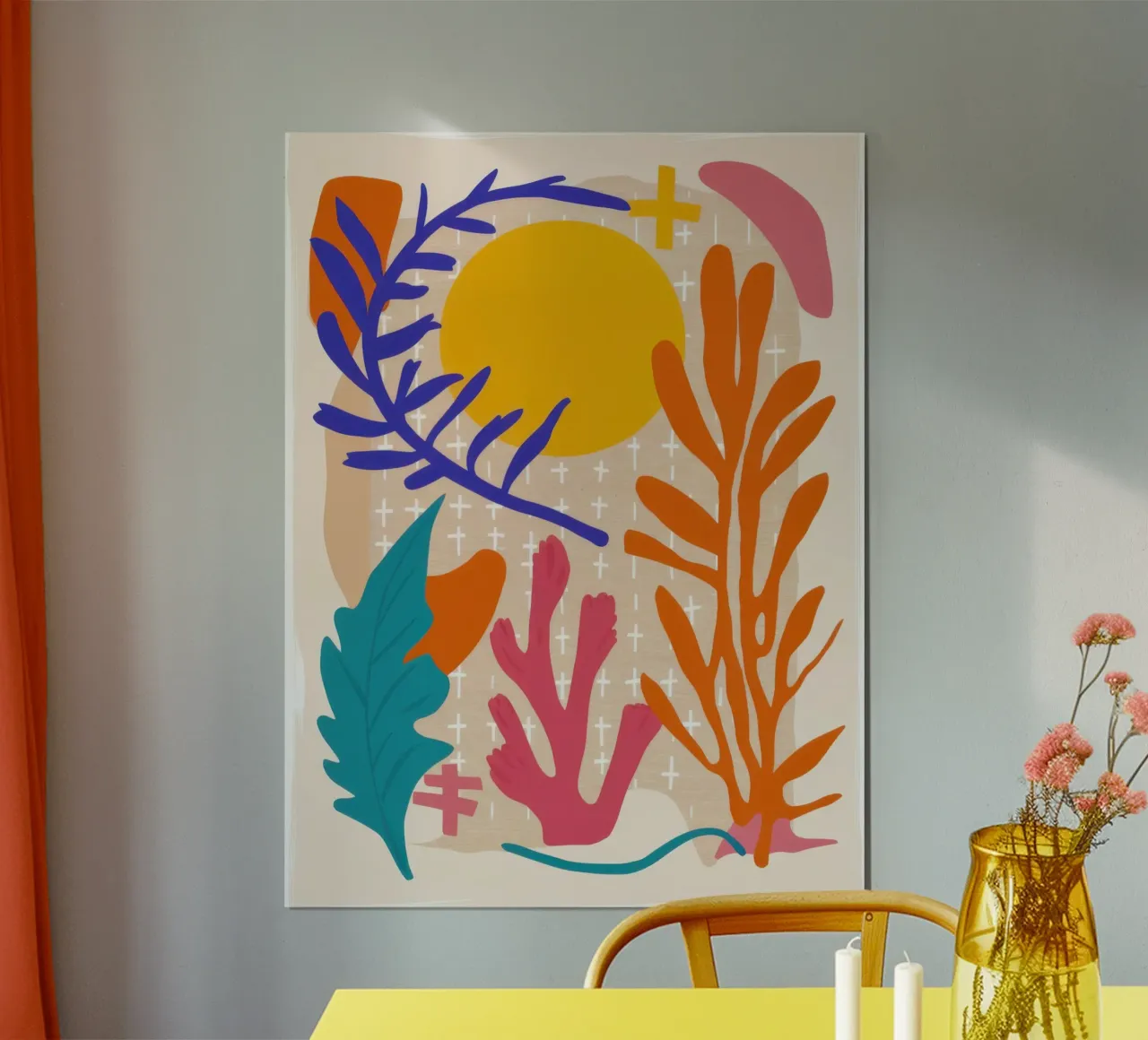 Flare solari Flora poster con telaio in alluminio da Mythy Brush