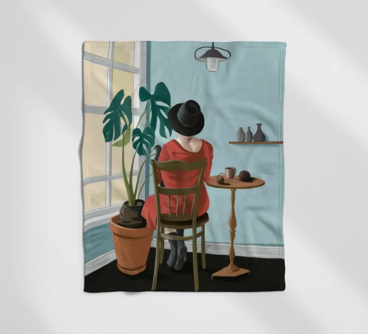 Cafe Window Daydream fleece blanket by Giant Foxs