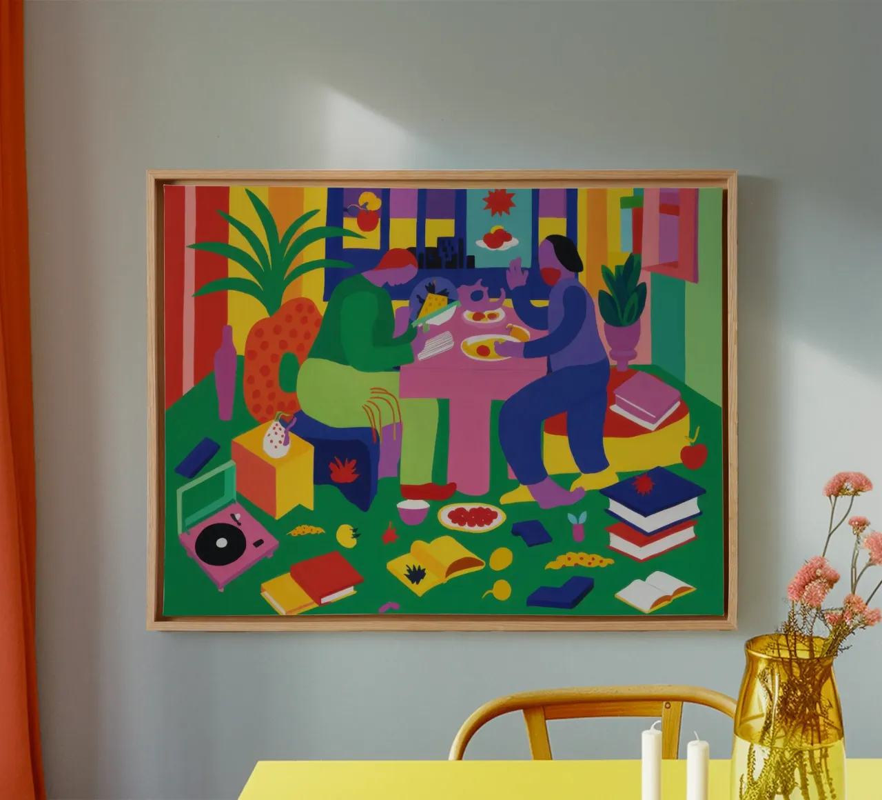 Levendige Avondmaal Symfonie canvas met Baklijst van Ink Pulse