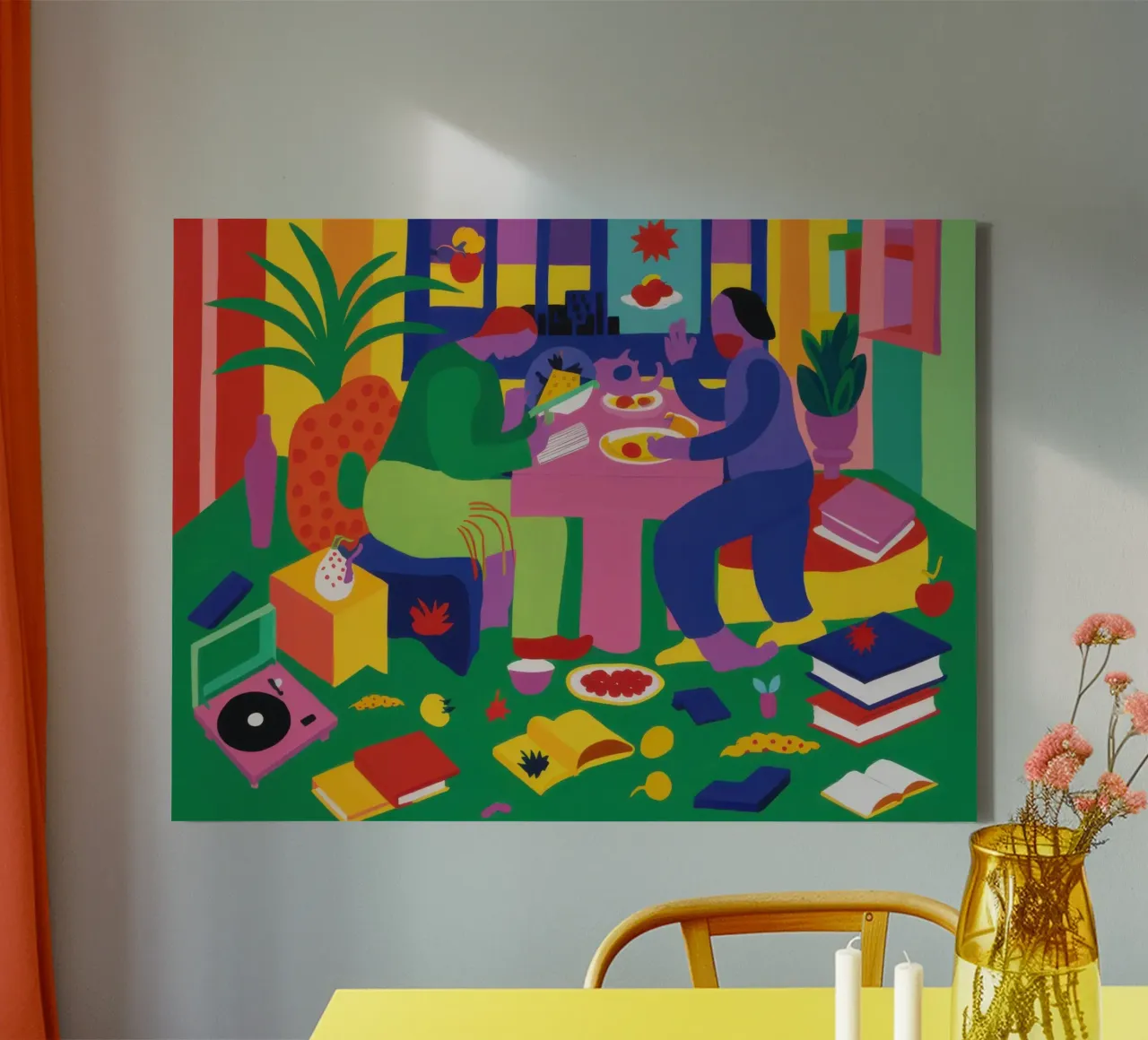 Levendige Avondmaal Symfonie canvas met Baklijst van Ink Pulse