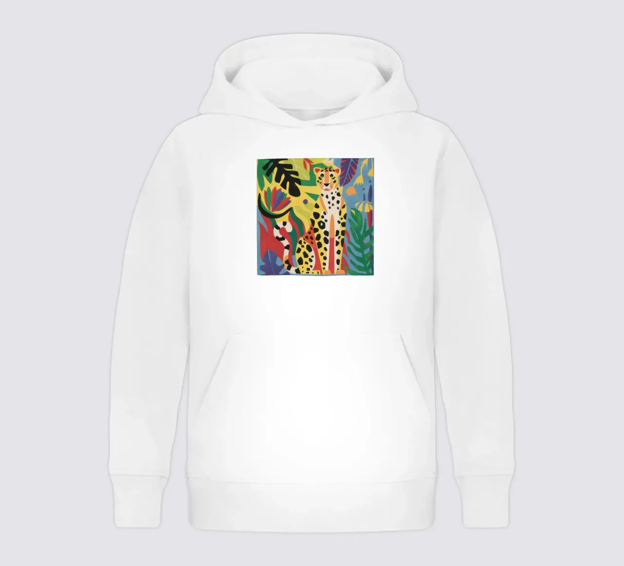 Jungle Cheetah Repose kids hoodie by Flock Reverie