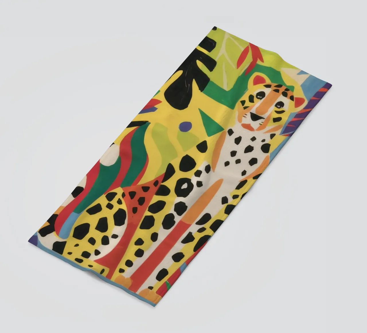 Jungle Cheetah Repose beach towel by Flock Reverie