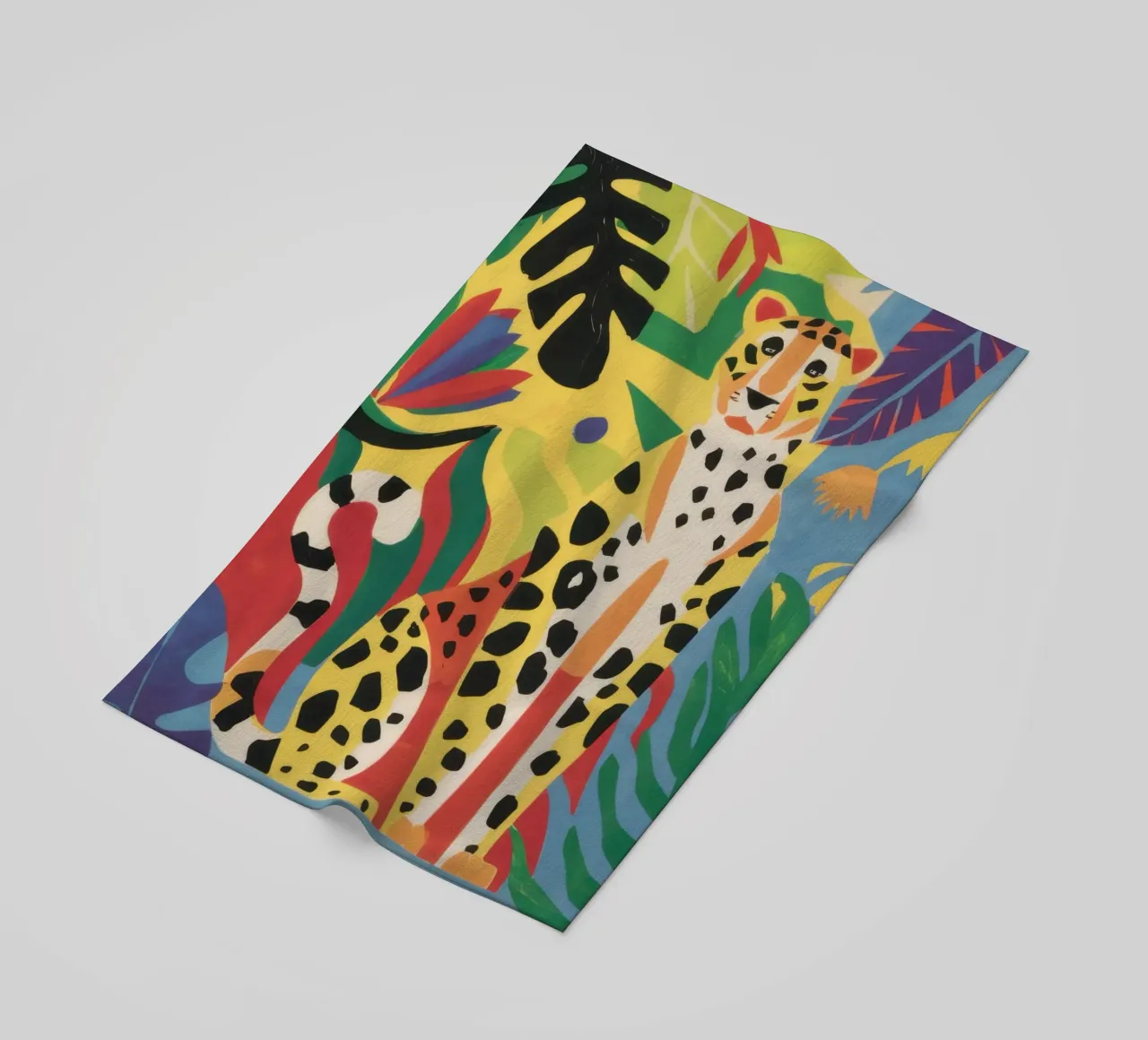 Jungle Cheetah Repose beach towel by Flock Reverie