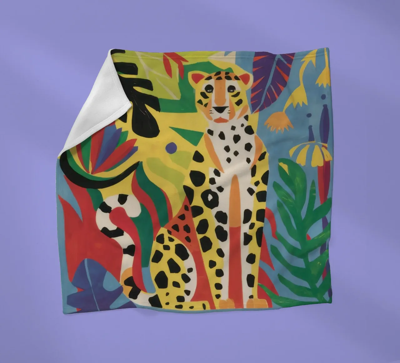 Jungle Cheetah Repose fleece blanket by Flock Reverie