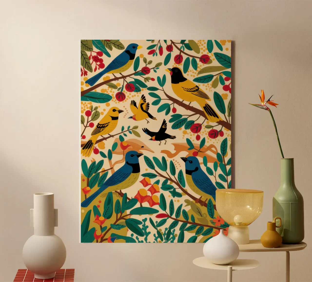 Aviary Pattern Play canvas by Mythy Brush