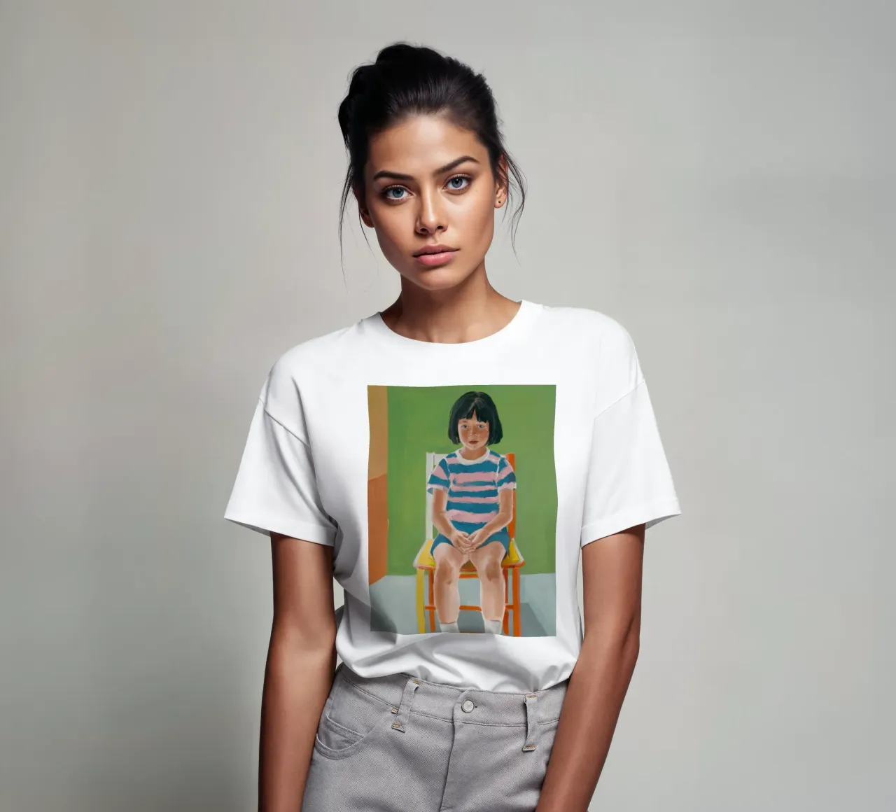 Ragazza su una sedia t-shirt da Ink Pulse