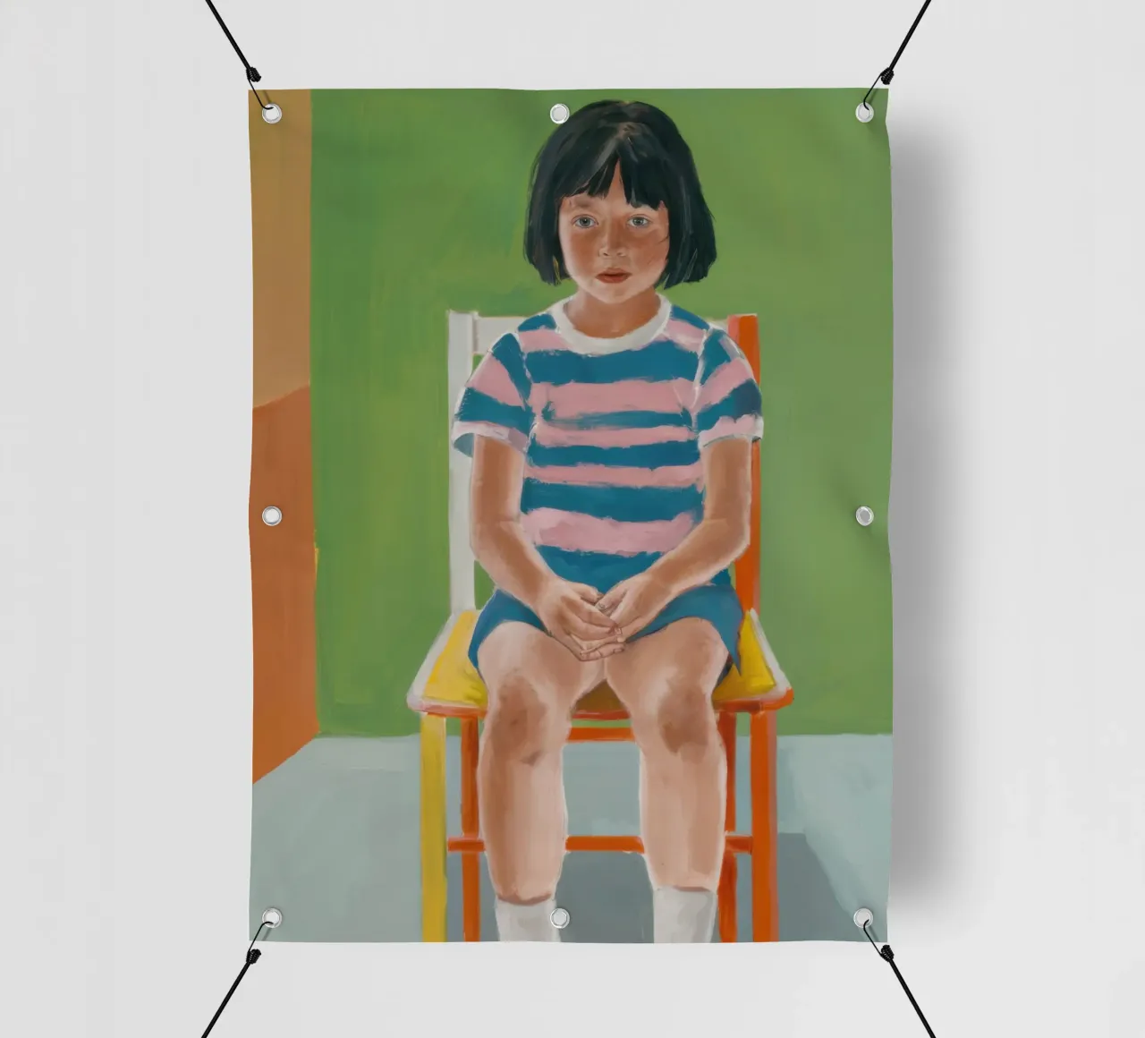 Ragazza su una sedia telo in pvc da Ink Pulse