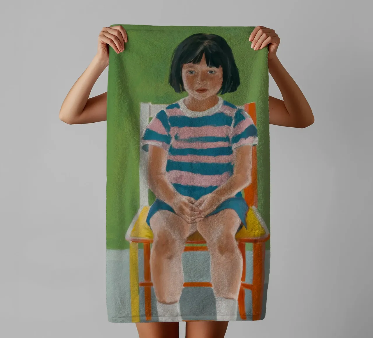 Ragazza su una sedia asciugamano da bagno da Ink Pulse