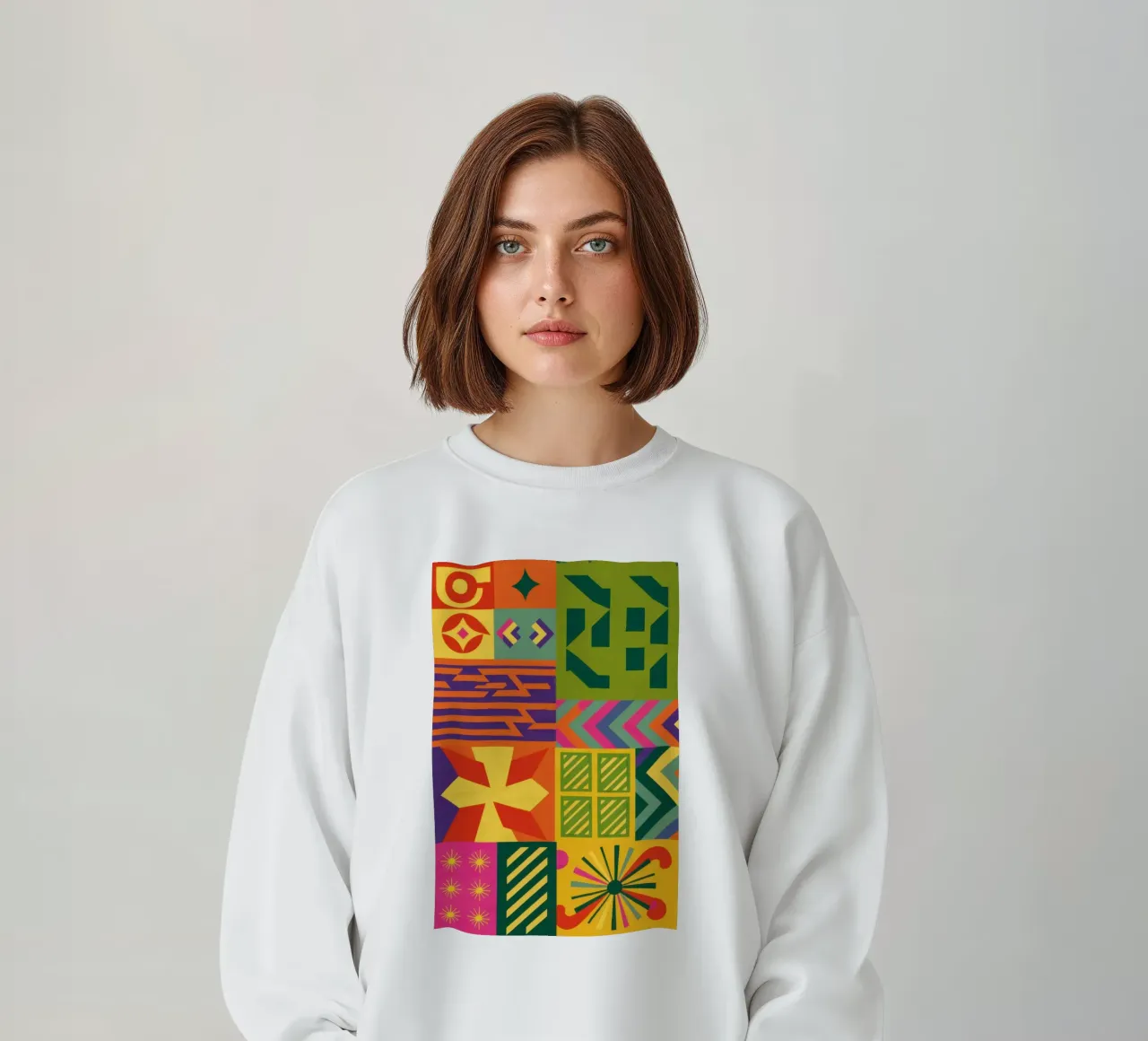 Patchwork geometrico cromatico felpa da Prism Ritual