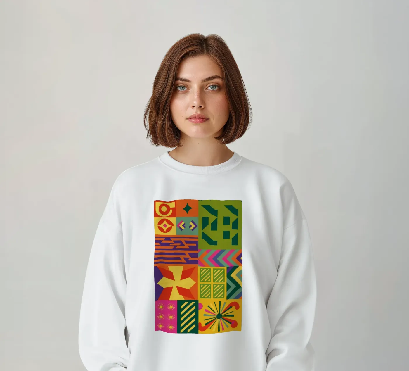 Patchwork geometrico cromatico felpa da Prism Ritual