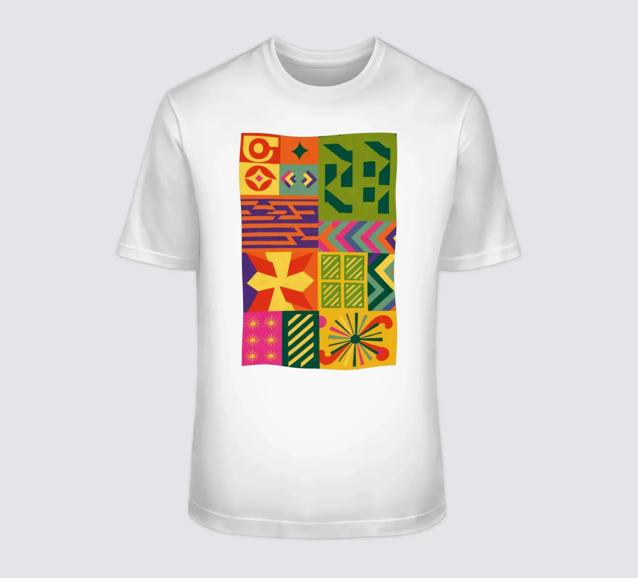 Chromatic Geometric Patchwork t-shirt by Prism Ritual