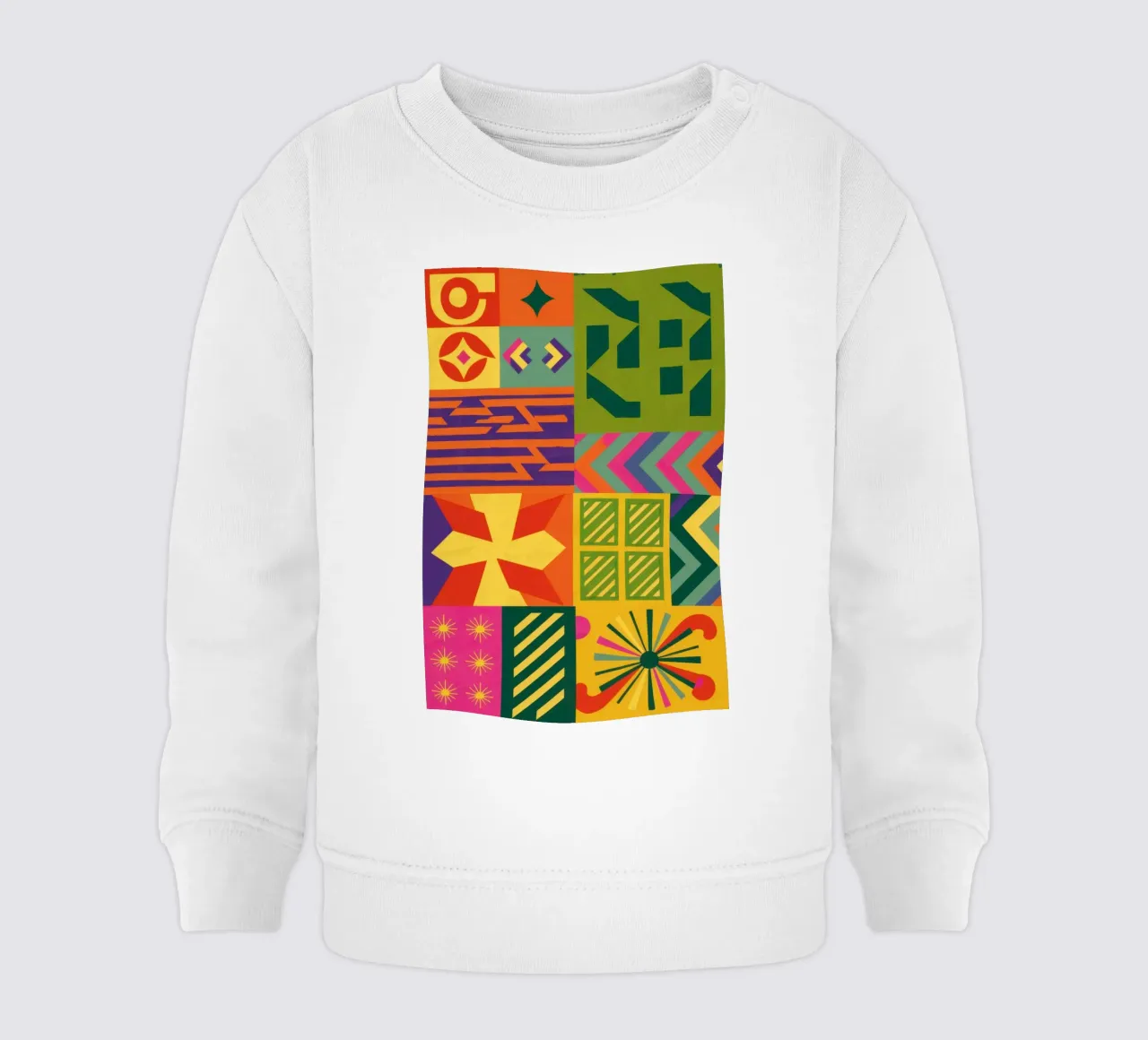 Patchwork geometrico cromatico felpa neonato da Prism Ritual