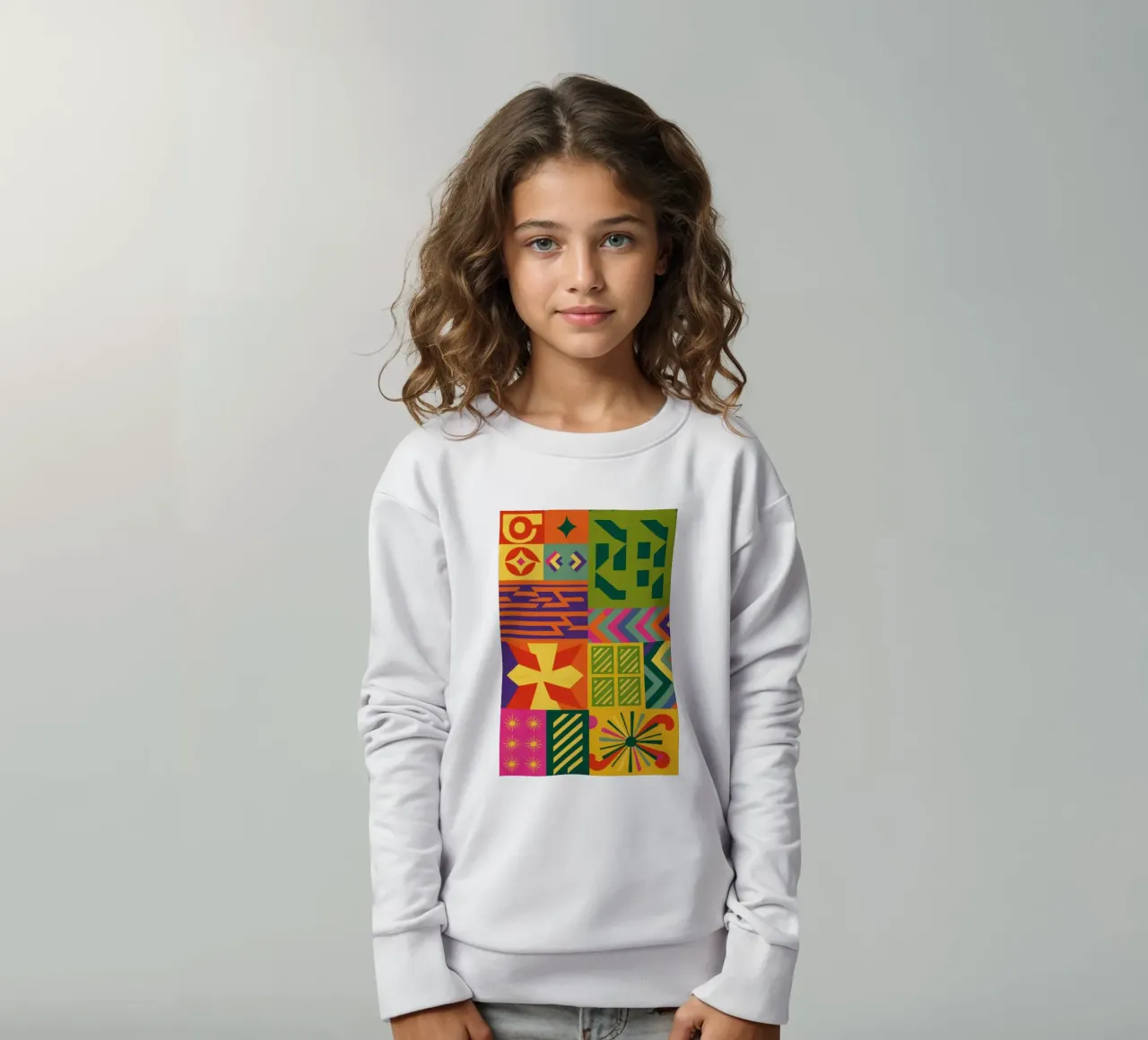 Patchwork geométrico cromático sudadera para niño de Prism Ritual