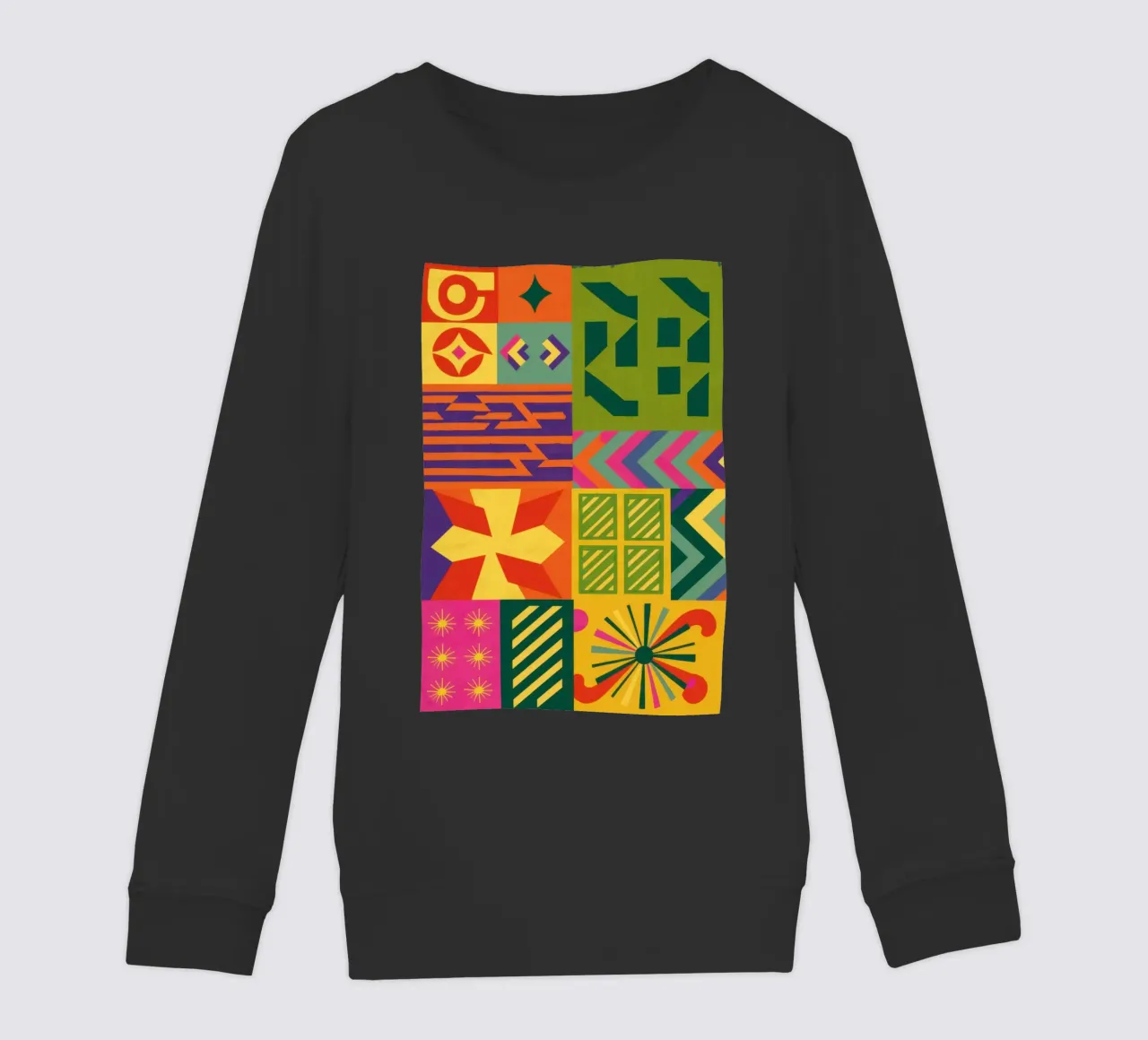 Patchwork geometrico cromatico felpa bambino da Prism Ritual