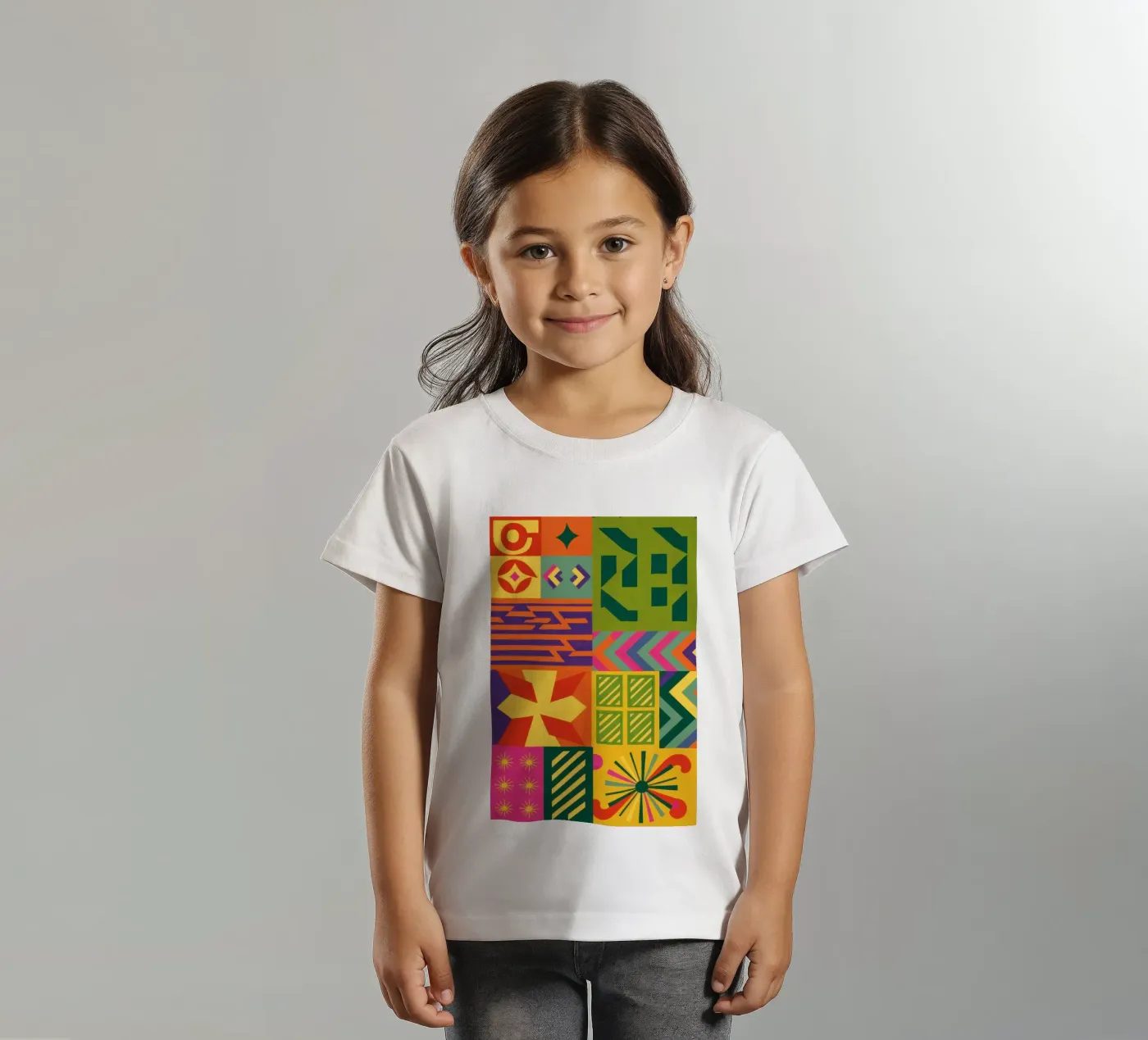 Patchwork geometrico cromatico t-shirt bambini da Prism Ritual