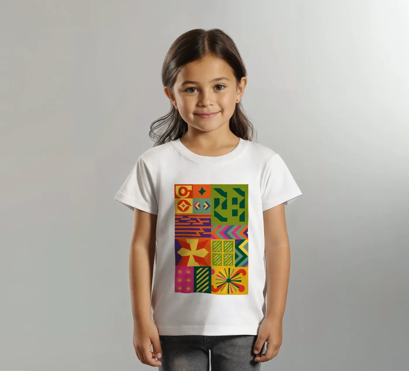 Patchwork geometrico cromatico t-shirt bambini da Prism Ritual