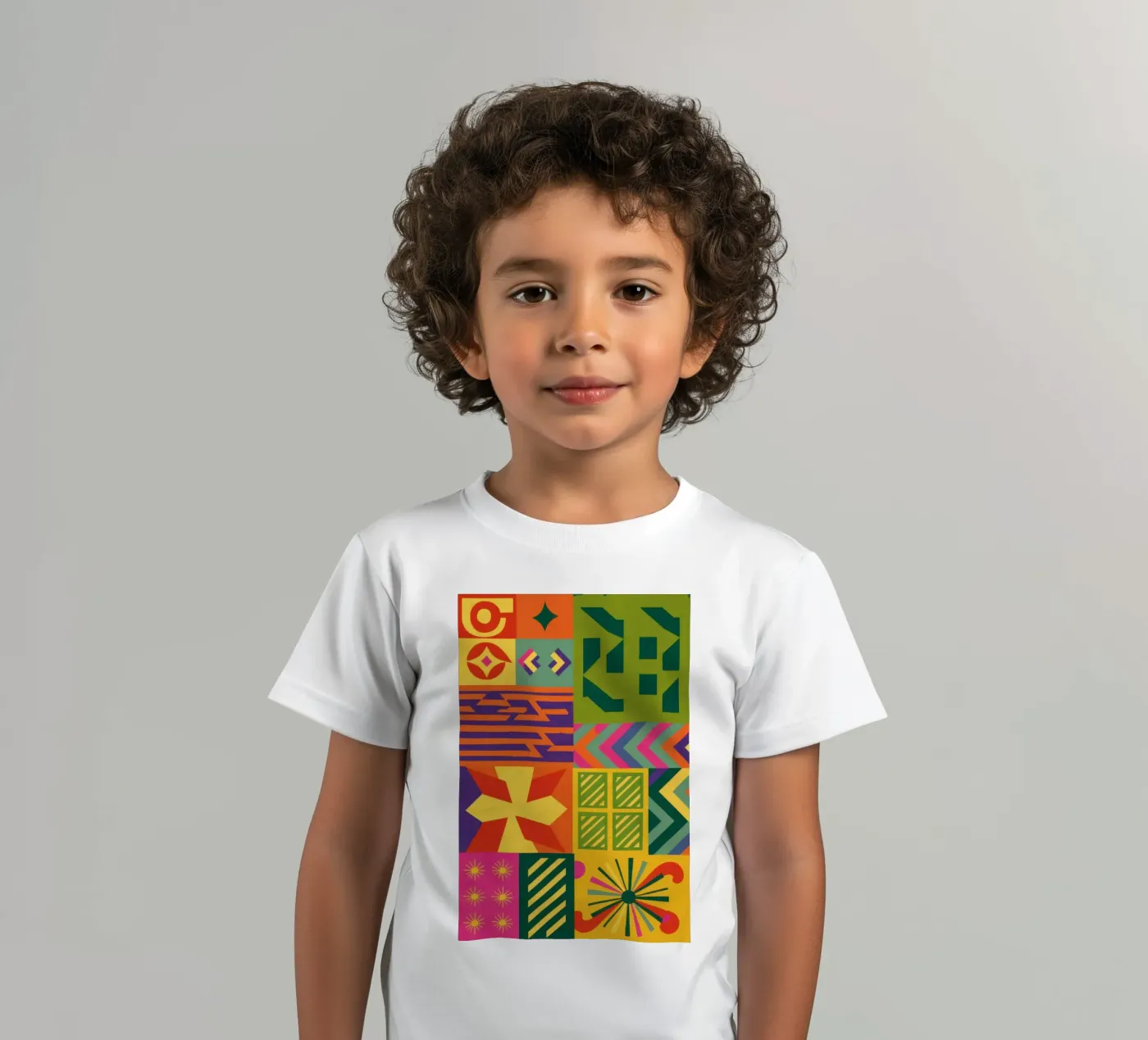 Patchwork geometrico cromatico t-shirt bambini da Prism Ritual